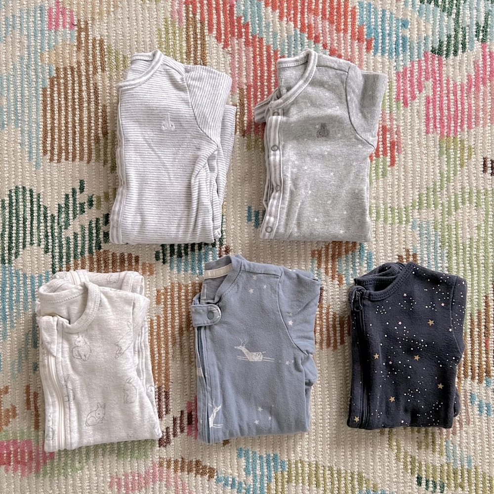 Cotton Sleepers x 5 3-6 Months